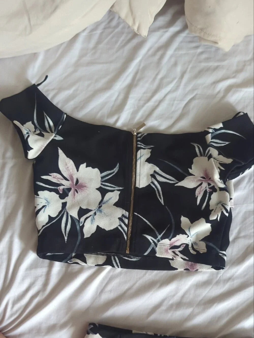 Dynamite Black Floral Two-Piece Midi Skirt Set with Pink Accents - Picture 7 of 7